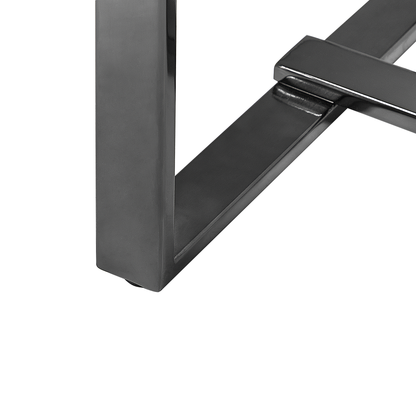 Modern Console Table White Silver Tempered Glass Marble Finish 120 X 40cm Elegant Hallway Accent