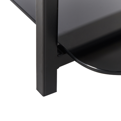 Modern Coffee Table White And Black Steel Glass 77 By 47cm Marble Effect Tempered Glass Top
