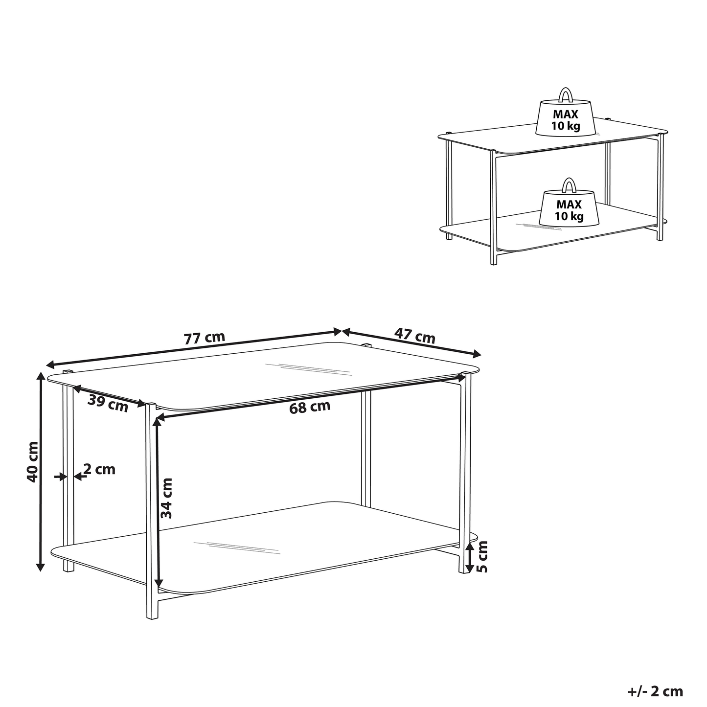Modern Coffee Table White And Black Steel Glass 77 By 47cm Marble Effect Tempered Glass Top