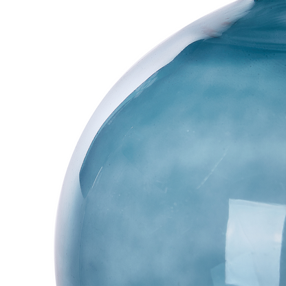 Arden Glass Vase Blue 31cm Round Bud Shape Handmade Home Decor