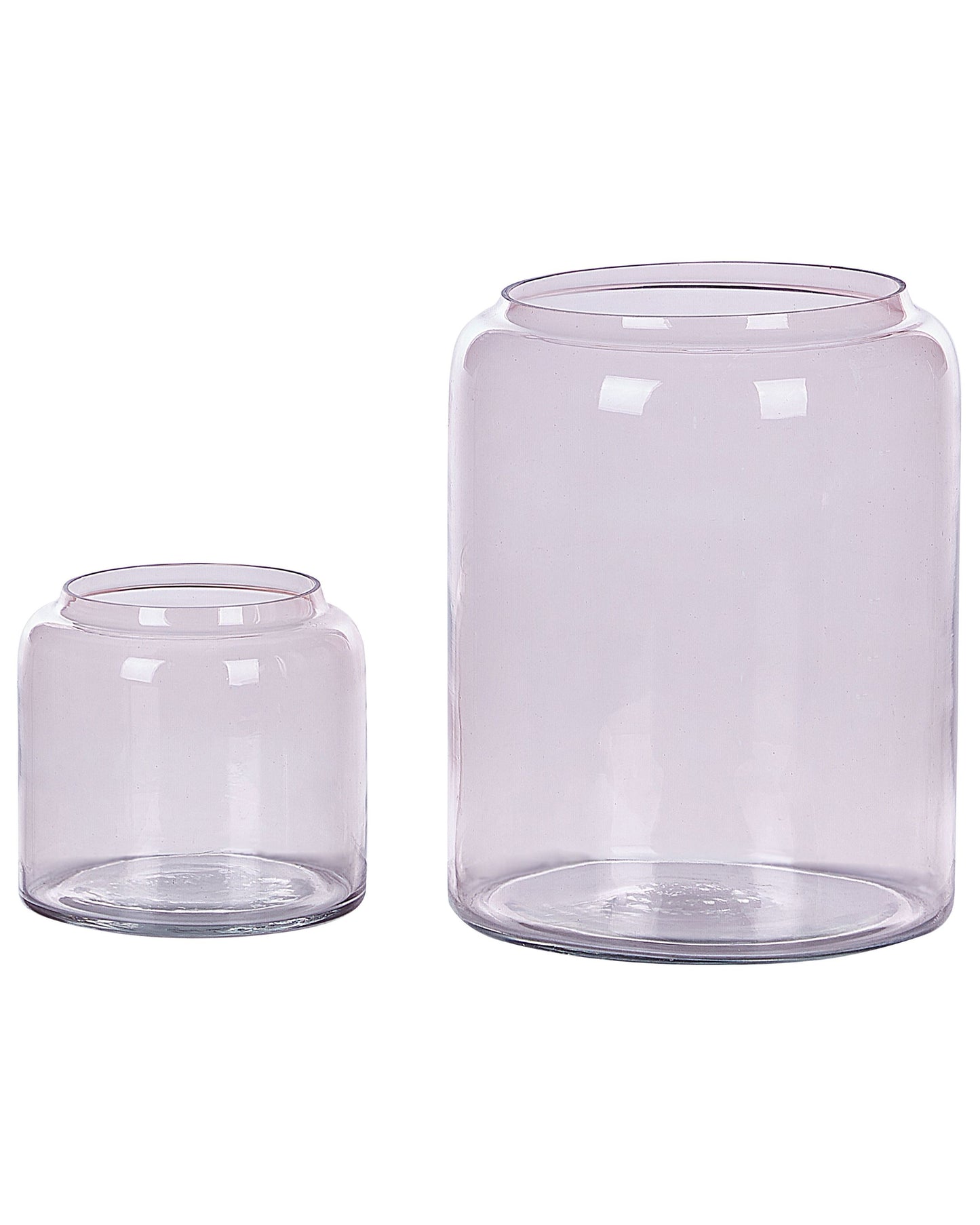 Pink Glass Vases Set Of 2 Transparent Tinted Decor For Home And Display Shelves