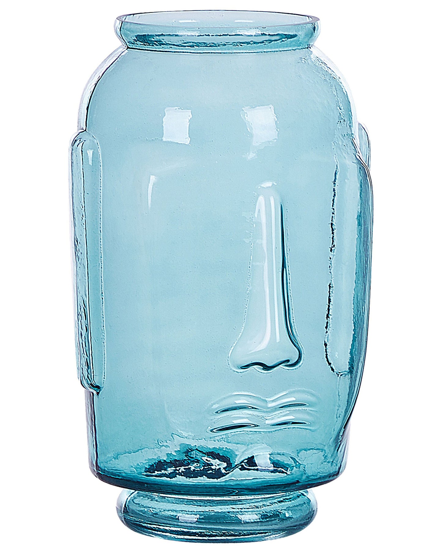 Glass Vase Blue Face Motif Decorative Home Accessory