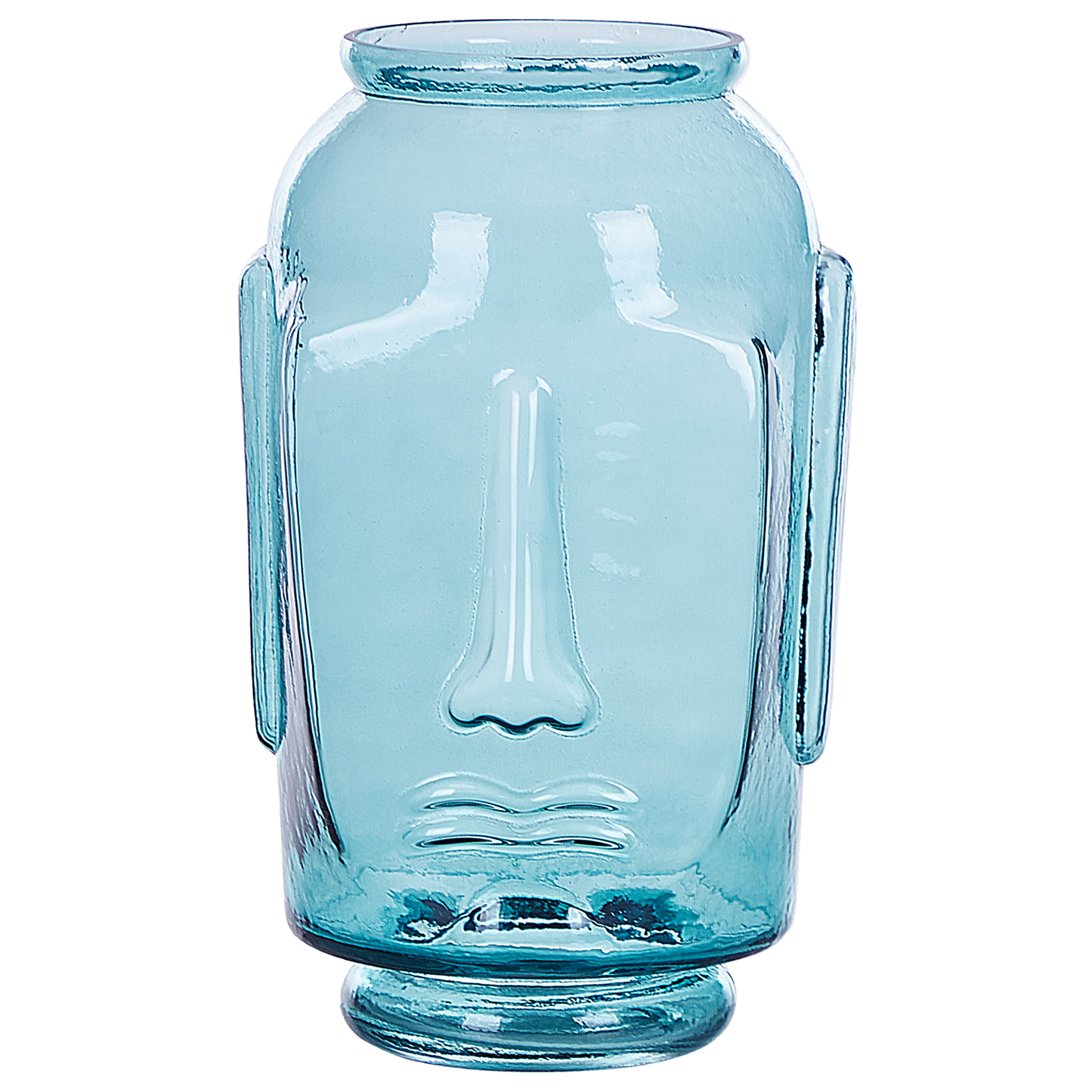 Glass Vase Blue Face Motif Decorative Home Accessory