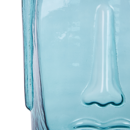 Glass Vase Blue Face Motif Decorative Home Accessory