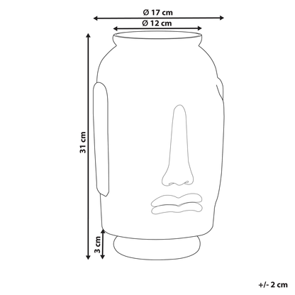 Glass Vase Blue Face Motif Decorative Home Accessory