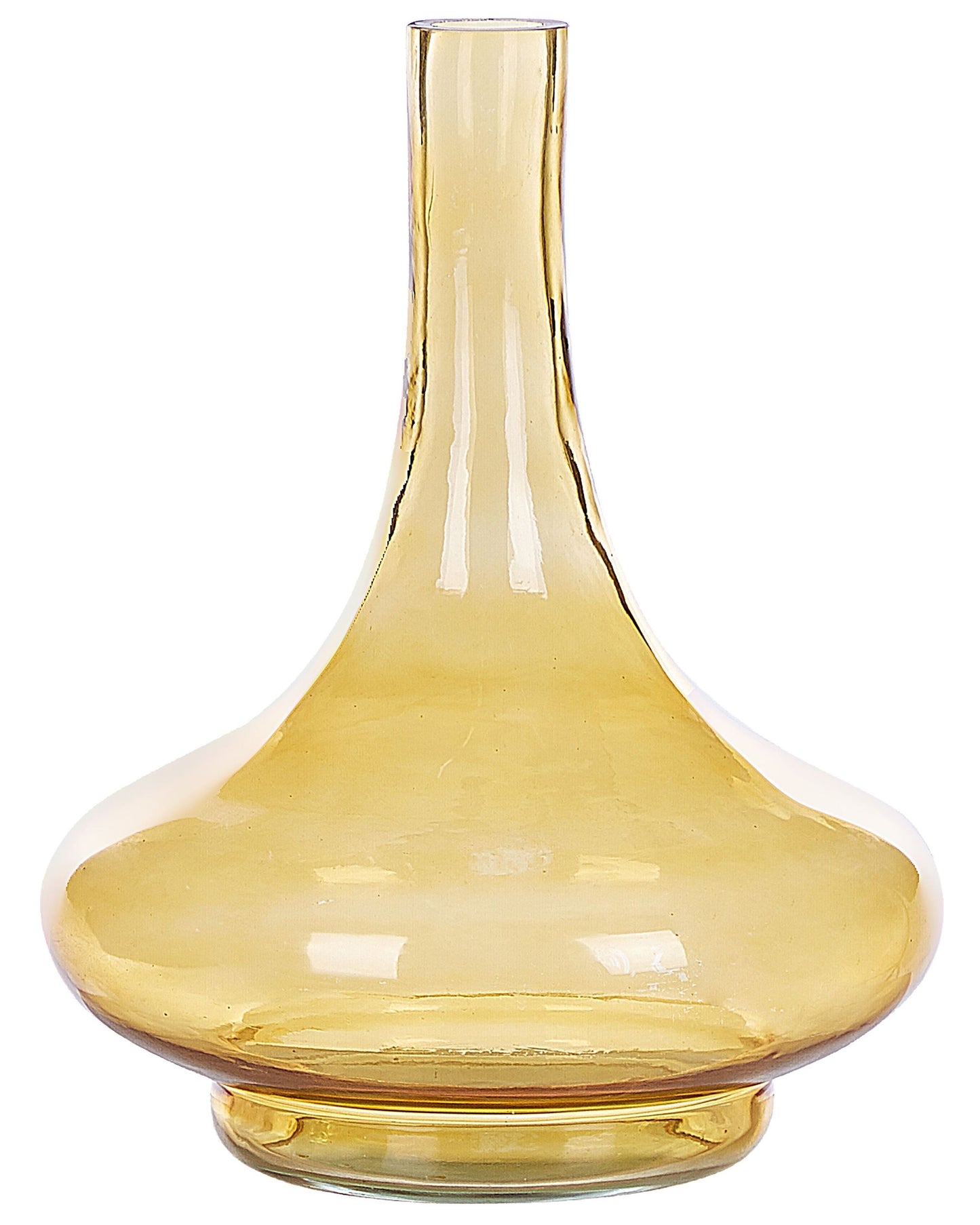 Yellow Glass Vase Bottle Shape Transparent Decor