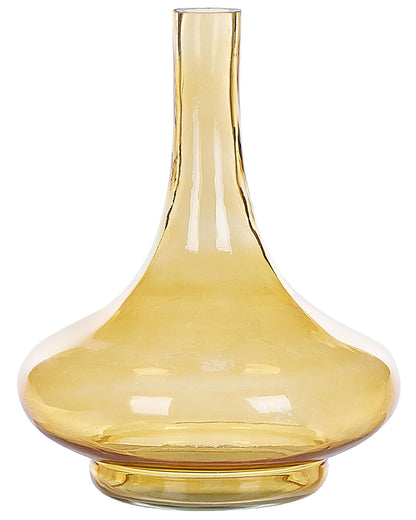 Yellow Glass Vase Bottle Shape Transparent Decor