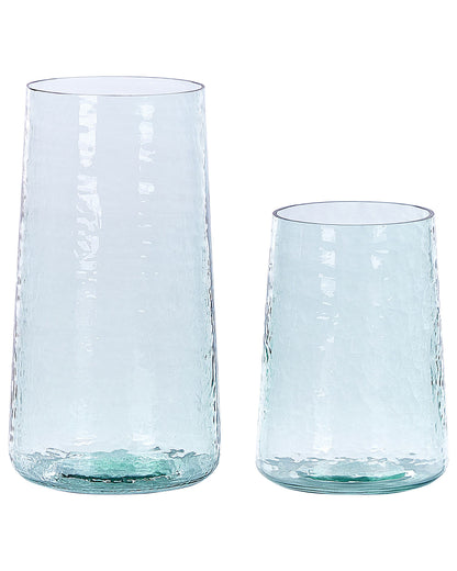 Set of 2 Vases Minimalist Clear Glass Decor