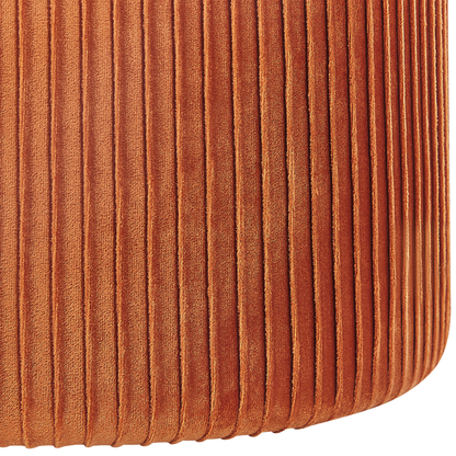 Orange Velvet Pouffe Set Of 2 With Glamour Metal Band Detailing And Hidden Storage Lid