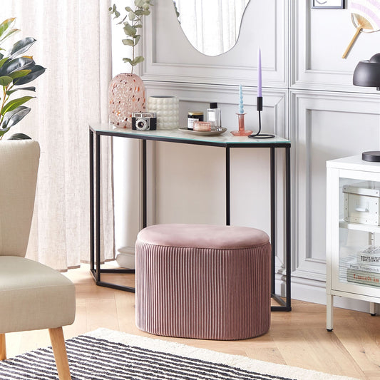 Velvet Pouffe Pink Storage Footstool