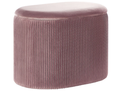 Velvet Pouffe Pink Storage Footstool