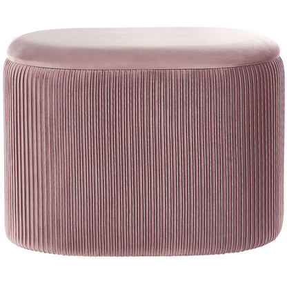 Velvet Pouffe Pink Storage Footstool
