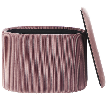 Velvet Pouffe Pink Storage Footstool