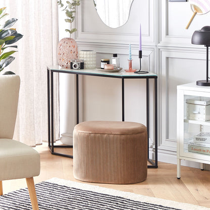 Velvet Glamour Pouffe Beige With Hidden Storage Footstool