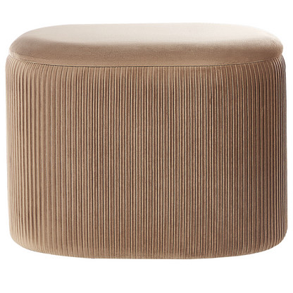 Velvet Glamour Pouffe Beige With Hidden Storage Footstool
