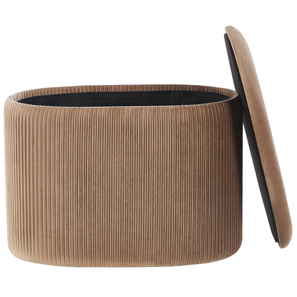Velvet Glamour Pouffe Beige With Hidden Storage Footstool