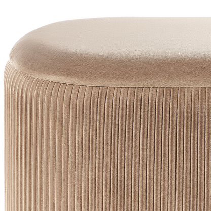 Velvet Glamour Pouffe Beige With Hidden Storage Footstool