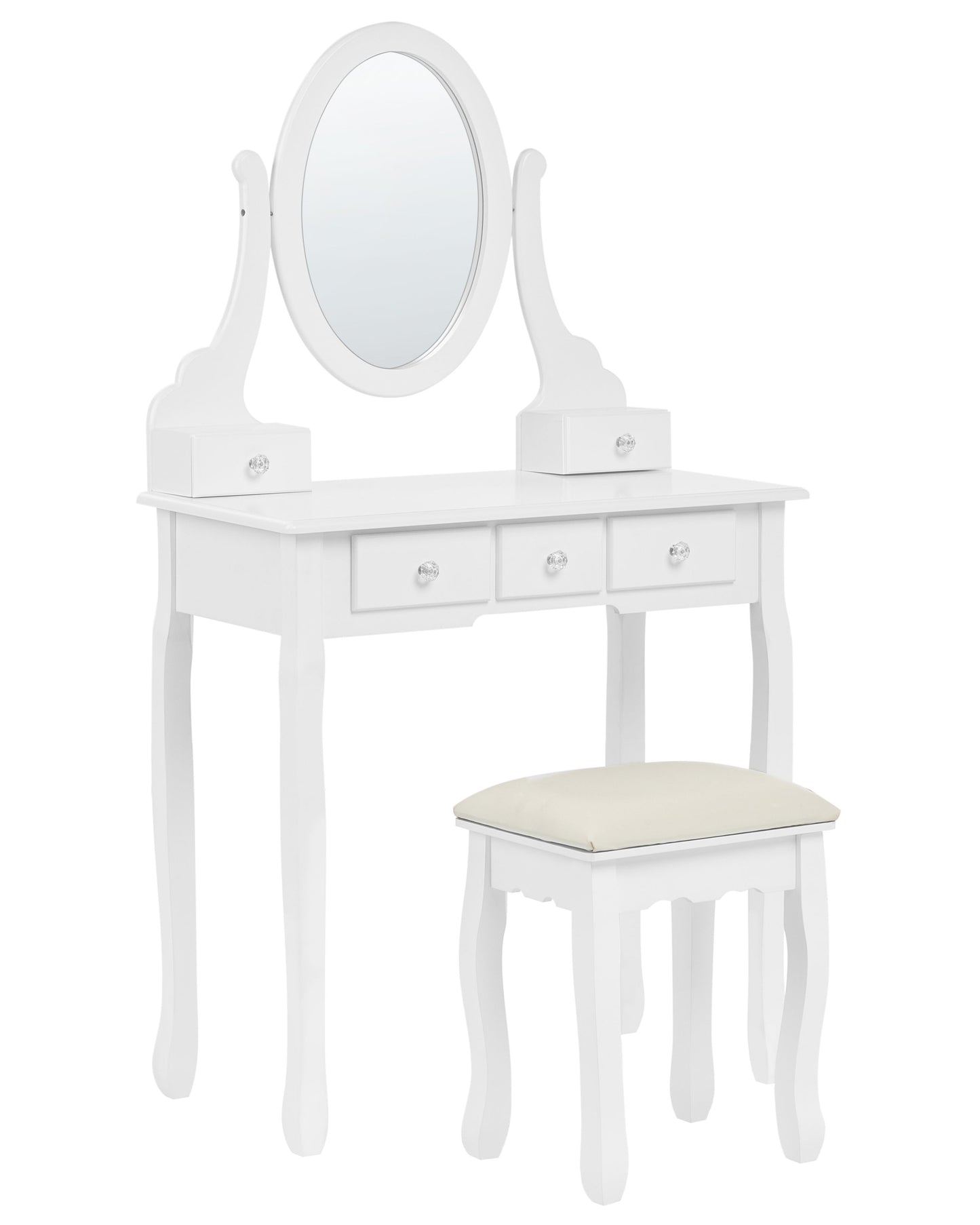 Glam Design Dressing Table White MDF Solid Wood 140x80 cm 5 Drawers