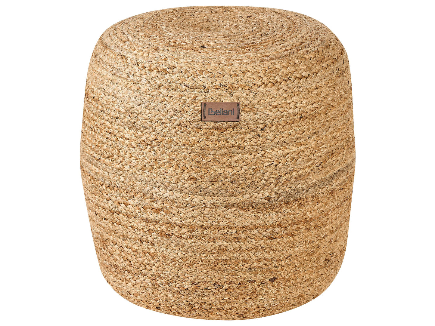 Pouf Round Ottoman Beige Jute 46cm EPS Beads Fill