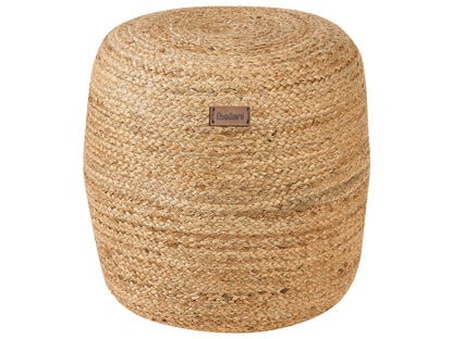 Pouf Round Ottoman Beige Jute 46cm EPS Beads Fill