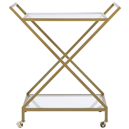 Gold Bar Cart Kitchen Trolley With Lockable Castors