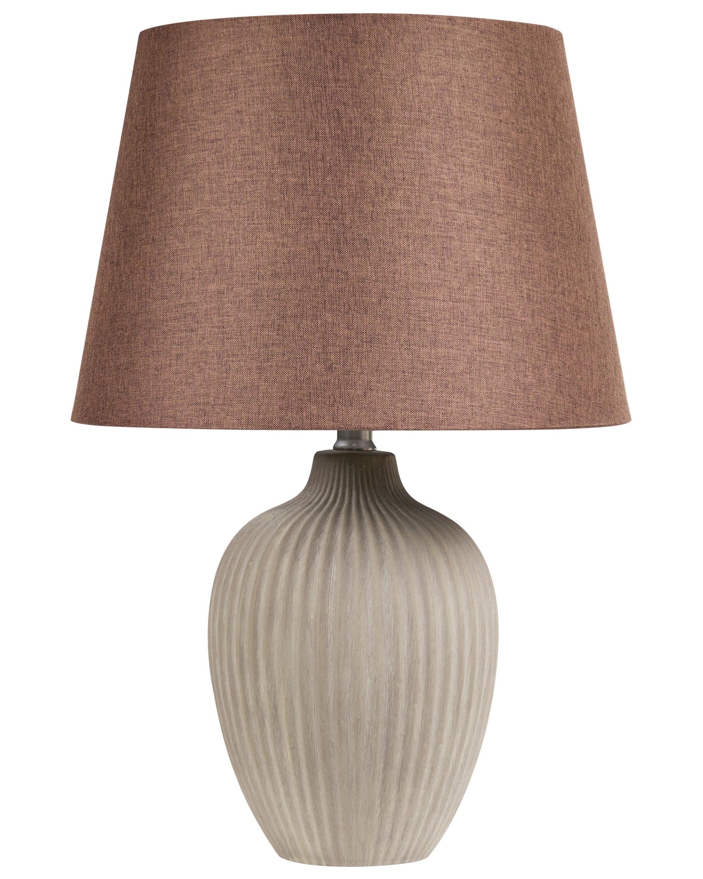 Table Lamp Brown Ceramic 52cm Linen Empire Shade
