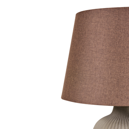 Table Lamp Brown Ceramic 52cm Linen Empire Shade