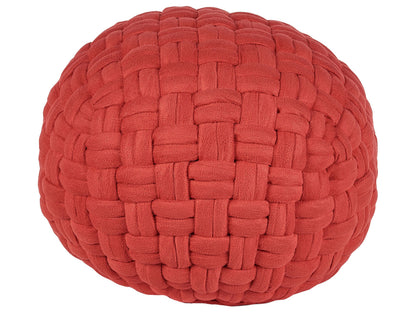 Pouffe Red Velvet Basketweave 45 x 35cm EPS Filled Footstool