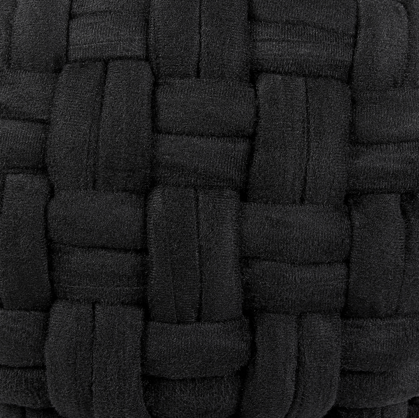 Velvet Pouffe Black Basket Weave 45 x 35cm Ottoman