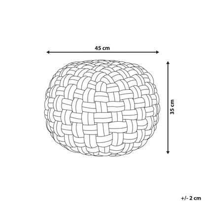 Velvet Pouffe Black Basket Weave 45 x 35cm Ottoman