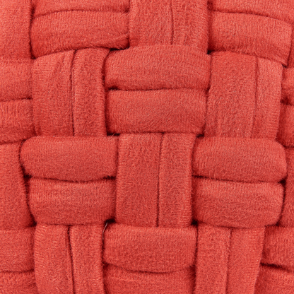 Pouffe Red Velvet Basketweave 45 x 35cm EPS Filled Footstool