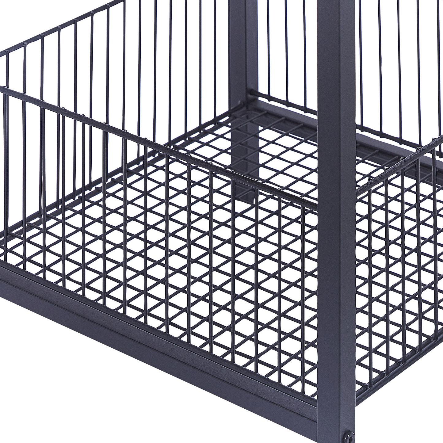 Industrial Side Table Dark Brown 40 x 40cm Iron Mesh Basket