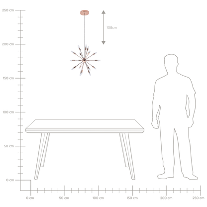 18 Light Copper Sputnik Pendant Lamp Glam