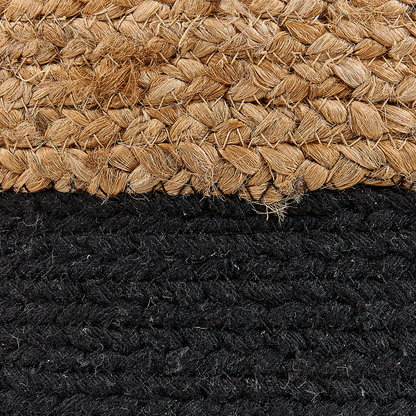 Pouf Ottoman Black Jute Beads 46cm Boho Round
