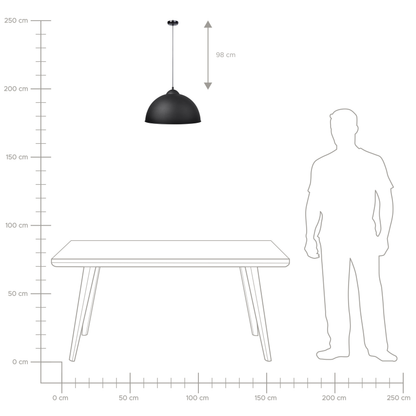 Black Half-Globe 1-Light Pendant Lamp With Gold Interior
