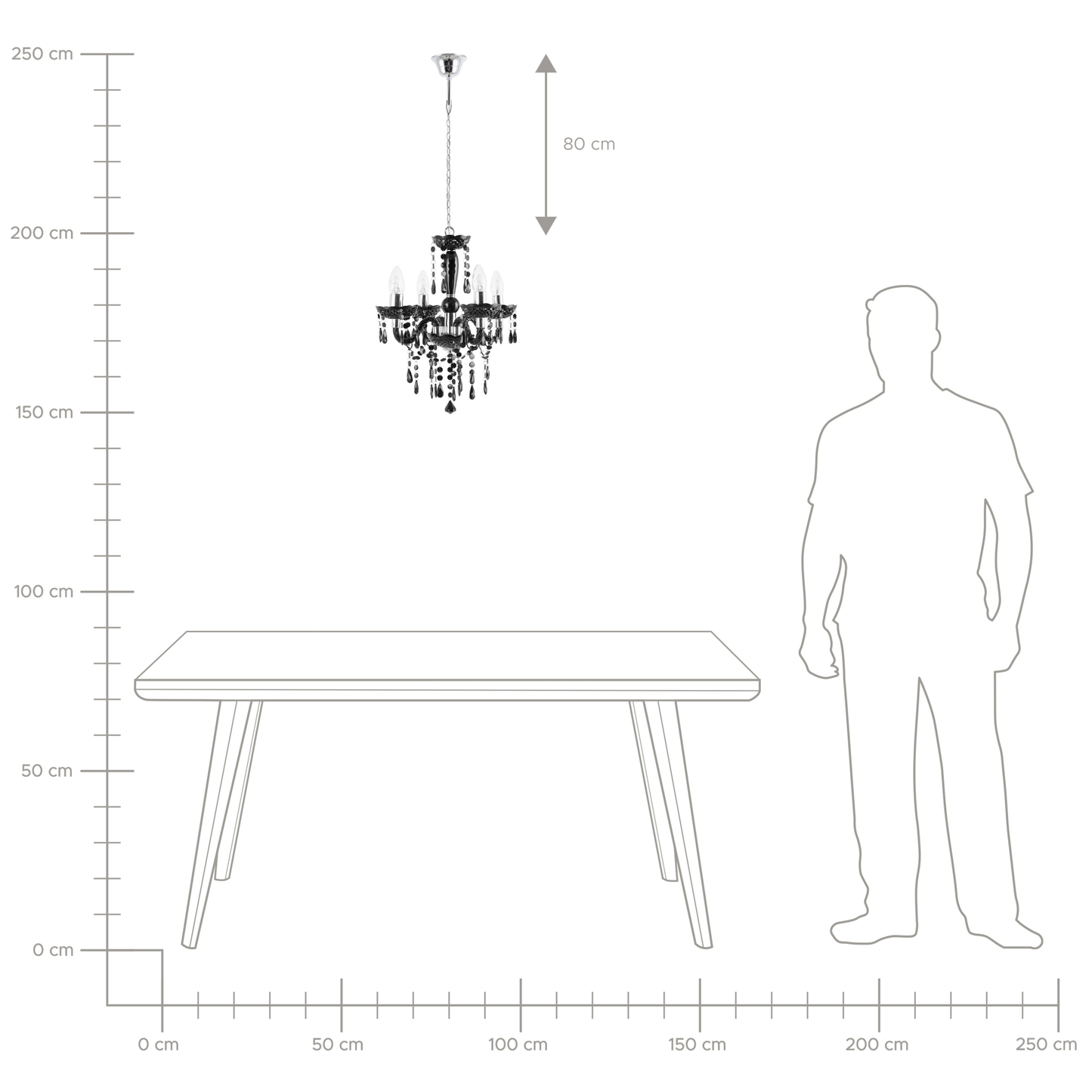 Black Crystal Chandelier 4 Light Glam