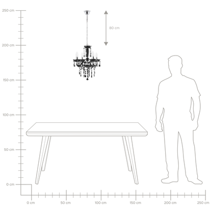 Black Crystal Chandelier 4 Light Glam