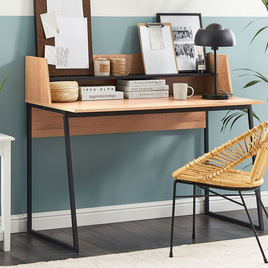 Linea Home Office Desk Light Brown Top With Black Steel Frame 120 x 59