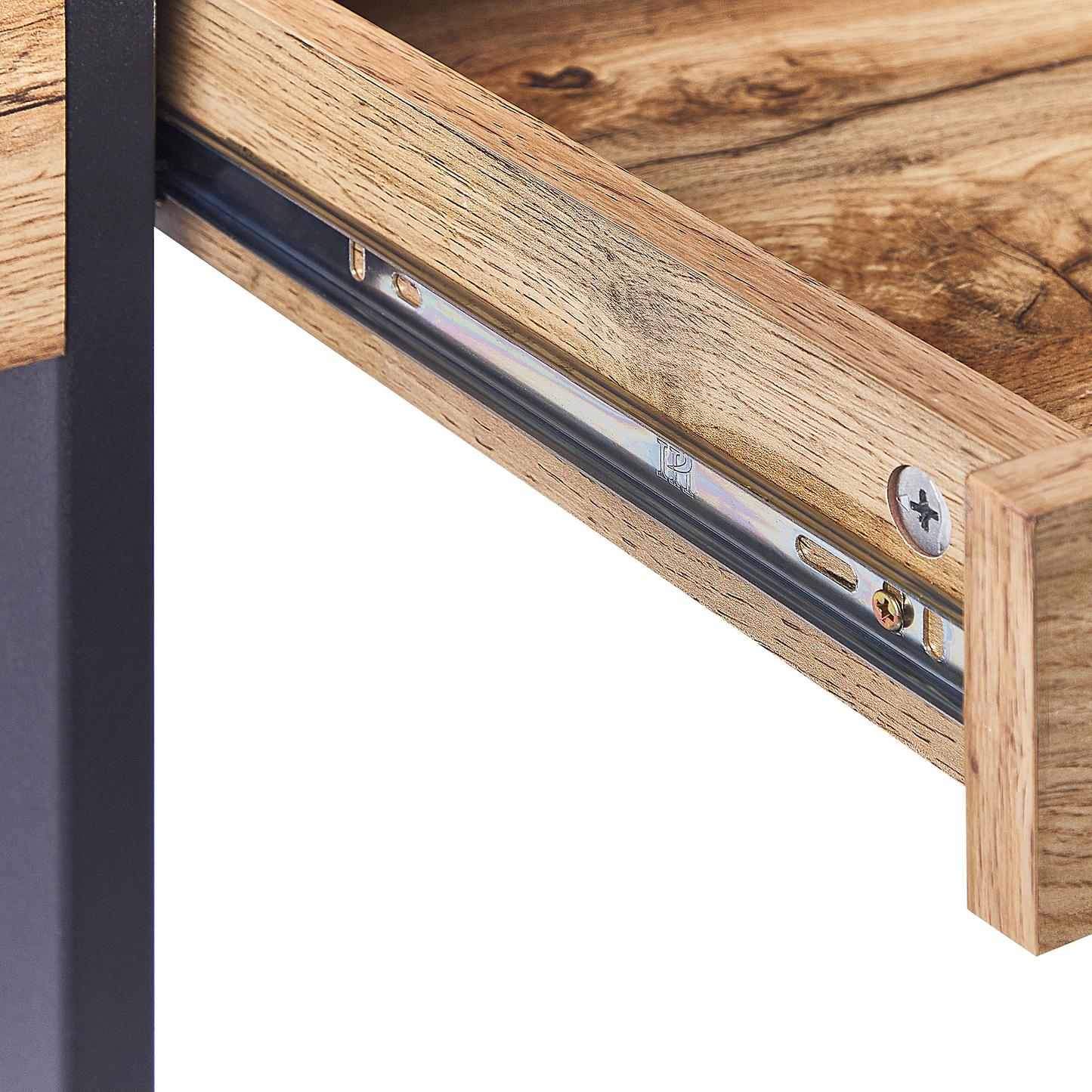 Lumina Home Office Desk Light Brown Top With Black MDF And Steel Frame 2 Hidden Drawers 120x55 cm