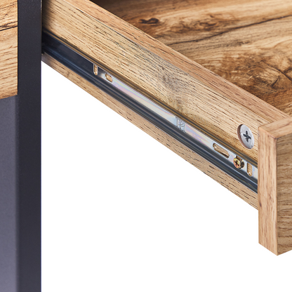 Lumina Home Office Desk Light Brown Top With Black MDF And Steel Frame 2 Hidden Drawers 120x55 cm