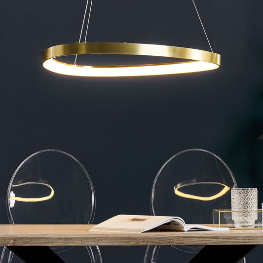 Pendant Lamp Gold Round Integrated LED Modern Glamour
