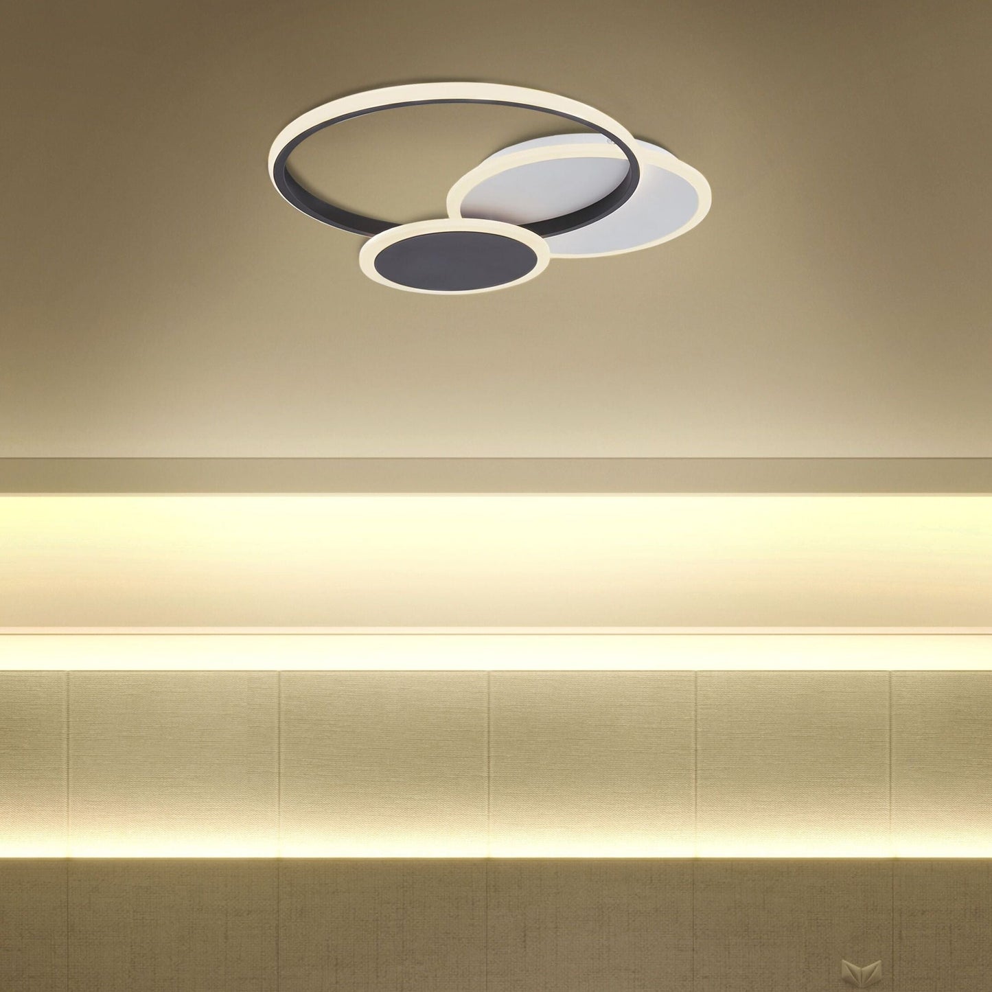 Luxo Ceiling Lamp Black White Round Aluminum Acrylic Integrated LED