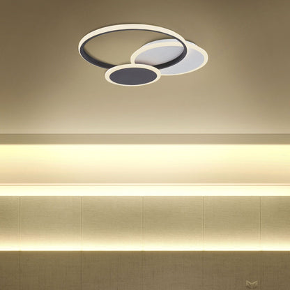 Luxo Ceiling Lamp Black White Round Aluminum Acrylic Integrated LED