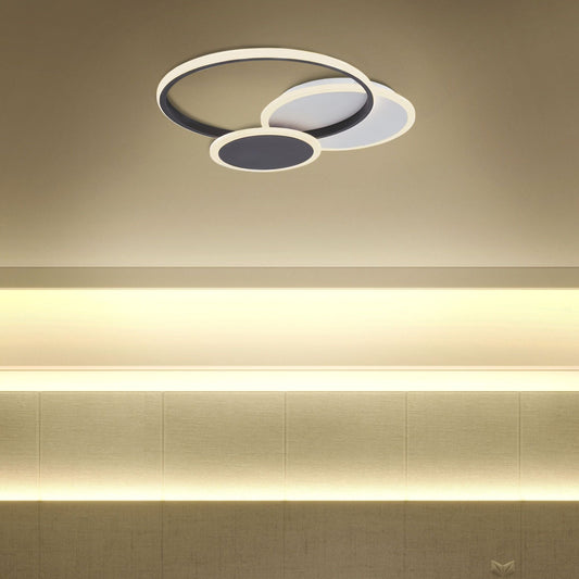 Luxo Ceiling Lamp Black White Round Aluminum Acrylic Integrated LED