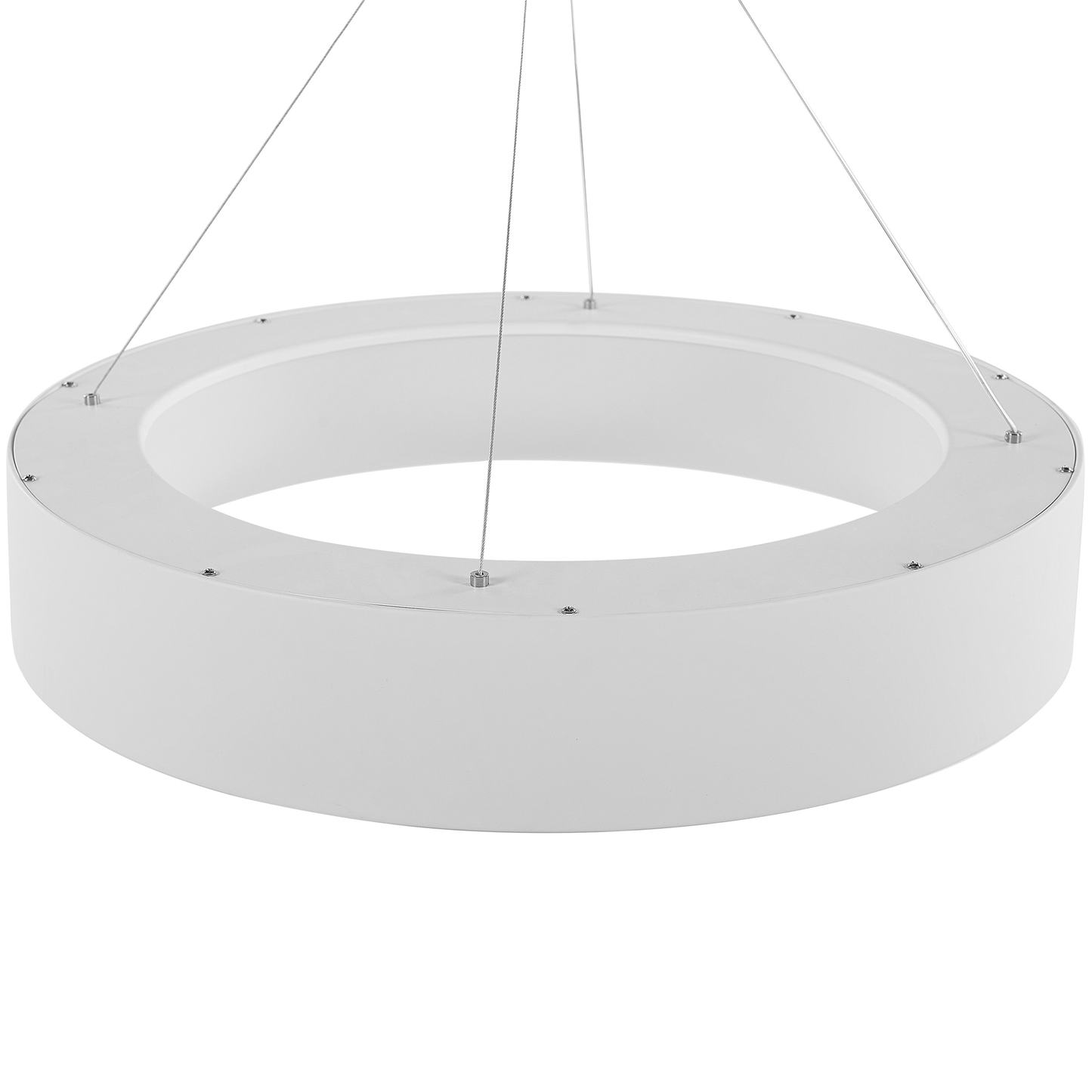 Pendant Lamp White Steel Ring LED Integrated Modern Glamour Lighting For Living Room