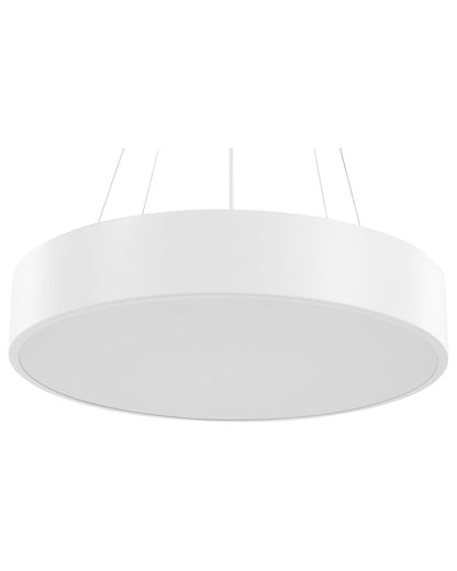Pendant Lamp White Steel Ring With Integrated LED Lights Modern Hanging Ceiling Fixture