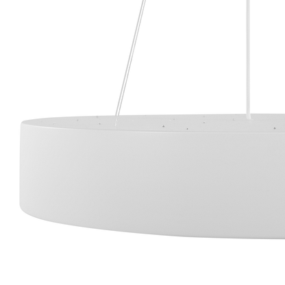 Pendant Lamp White Steel Ring With Integrated LED Lights Modern Hanging Ceiling Fixture