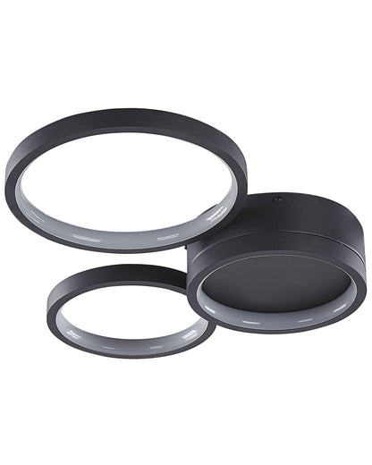 Ceiling Lamp Black Aluminium Integrated LED Round 3 Shades