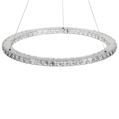 Pendant Lamp Ring Crystal LED Silver Glass Glamour
