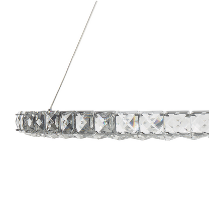 Pendant Lamp Ring Crystal LED Silver Glass Glamour